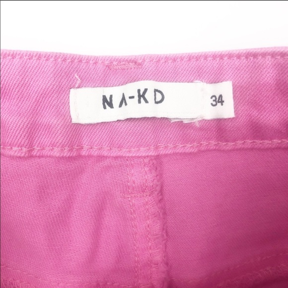 NWT NA-KD Pink High Waist Skinny Front Slit Jeans - Picture 5 of 6